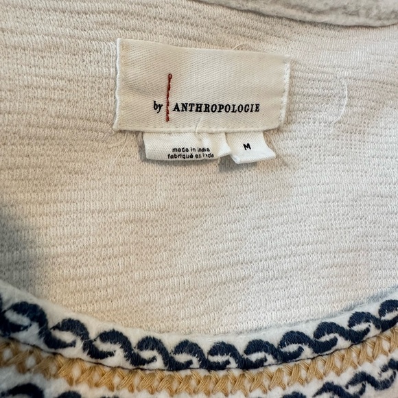 Anthropologie Navy and Cream Embroidered Sweater/Sweatshirt Sz M - Picture 8 of 10